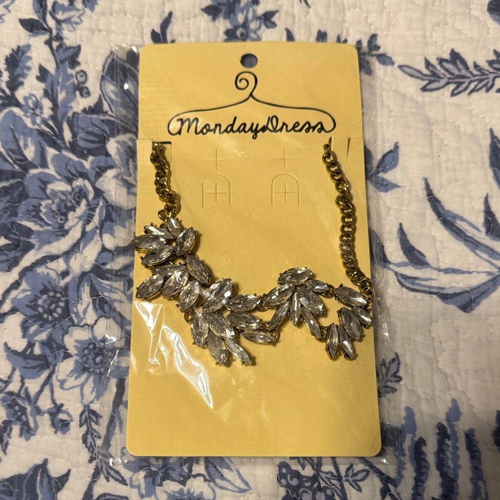 NWT Gold and Silver Leaf Necklace